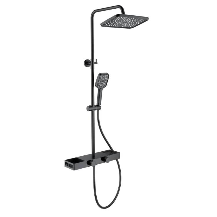 Душевая стойка Wonzon & Woghand WW-B3552-MB черная, с термостатом