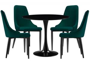 Обеденная группа Woodville Телма 528369 green, black, стулья ткань