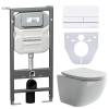 Комплект Унитаз подвесной Ceramica Nova Forma CN3009 + Система инсталляции Envision CN1002W с белой кнопкой смыва и шумоизоляционной панелью CN1000