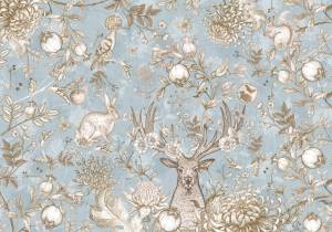 3D Фотообои Artegrafico «Винтажная композиция с животными в голубых тонах» FN-015 канвас