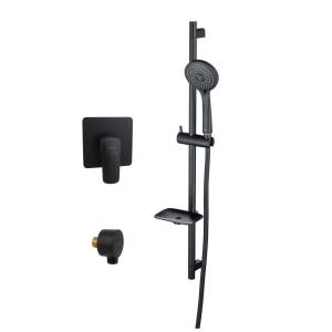 Душевой комплект Aquatek Вега AQ1076MB Смеситель для душа + Шланговое подсоединение + Душевой гарнитур, черный матовый