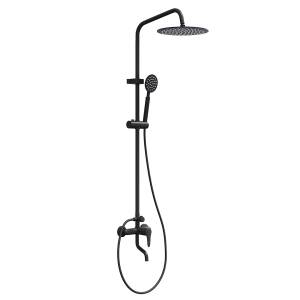 Душевая стойка Teymi Iva T10226 черная матовая, со смесителем, с тропическим душем