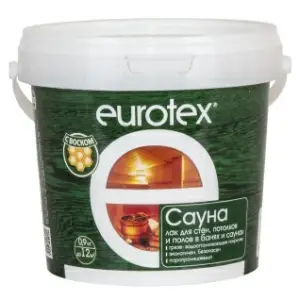 Лак для стен в саунах акриловый EUROTEX Сауна бесцветный 0.9 кг