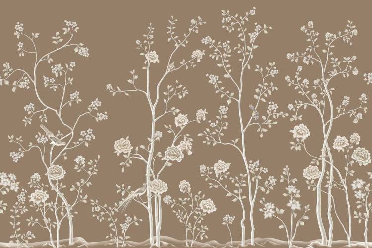 Фреска Ortograf Chinoiserie 33925 Blooming grove beige Флок FLK