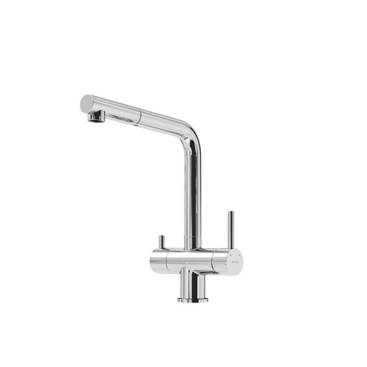 Смеситель для кухни Sancos Spin SC4015CH с вытяжным изливом и краном для фильтрованной воды, хром