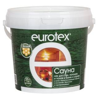 Лак для стен в саунах акриловый EUROTEX Сауна бесцветный 0.9 кг