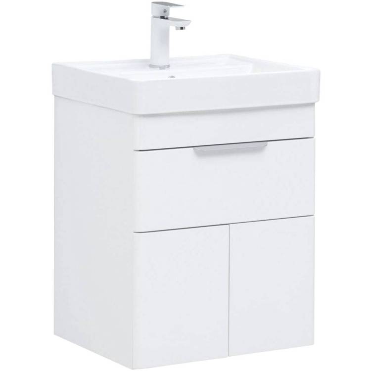 Тумба с раковиной Aquanet Ирис new 00310147 50 белый глянец, 1 ящик, 2 дверцы