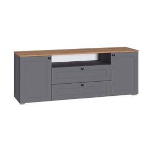 Тумба под ТВ Моби Остин 16.47 F Серый Графит 0162 РЕ, Дуб Золотой CRAFT, графит ZB 856-2 ПВХ, Черный