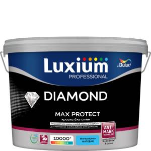 Краска для стен и потолков водно-дисперсионная Luxium Diamond Max Protect матовая база BC 9 л