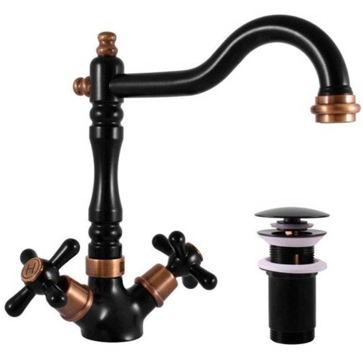 Смеситель для раковины Rav Slezak Morava Retro MK121.5/8CMATSM черный