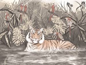 Фреска Ortograf Animality 34700 Tiger in the jungle Сахара FS