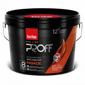 Краска фасадная Brite Pro Line Proff Fasade база А 2.7 л