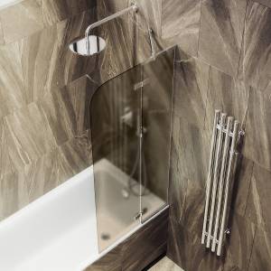 Шторка на ванну MaybahGlass MGV-658-4 69x140, поворотная, стекло бронза матовая 6 мм, профиль хром глянцевый