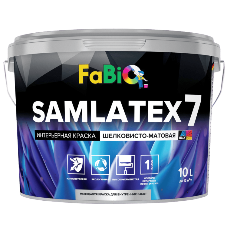 Краска для стен и потолков FaBio Samlatex 7 база 1 10 л