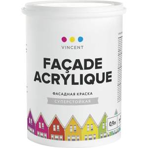 Краска фасадная суперстойкая Vincent Facade Acrylique матовая база A 0.9 л