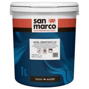 Декоративная штукатурка San Marco Acsil Graffiato короед 2 мм база Bianco 25 кг