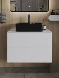 Тумба с раковиной Orange Отто Ot-75TuMDF+B01-475MB белая глянцевая, 75 см