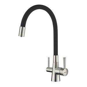Смеситель для кухни Lemark Comfort LM3075BN-Black с подключением к фильтру с питьевой водой Никель