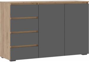 Комод Woodville Элла КМ 06 586700 серый графит 0162/дуб крафт золото