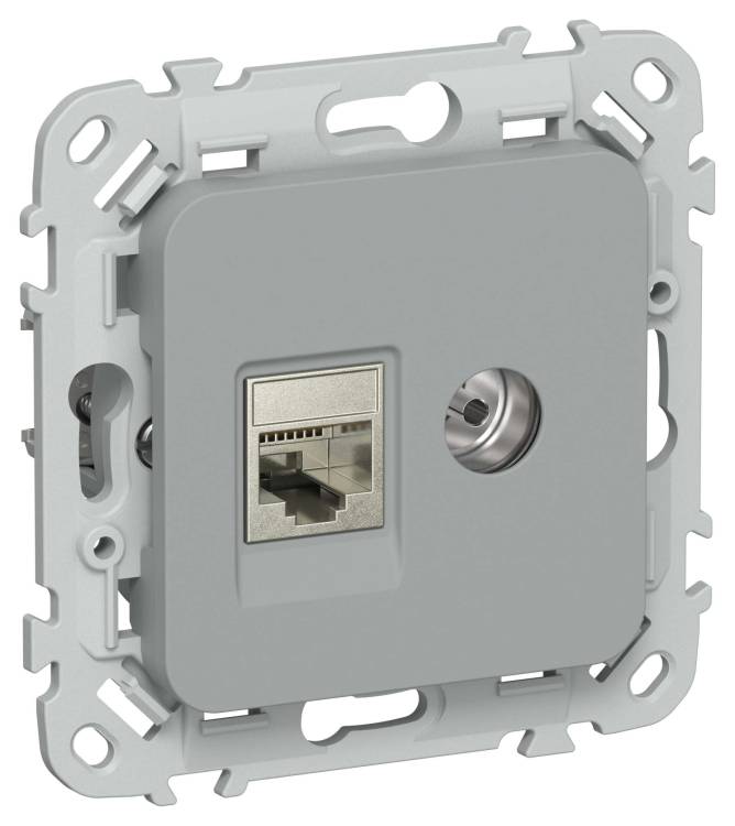 ТВ-розетка+Ethernet RJ45 IEK Flite FI-AK21-1-K03 серый