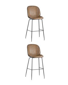 Набор из 2 барных стульев Stool Group Beetle PU 9329C BEIGE X2 бежевый со спинкой