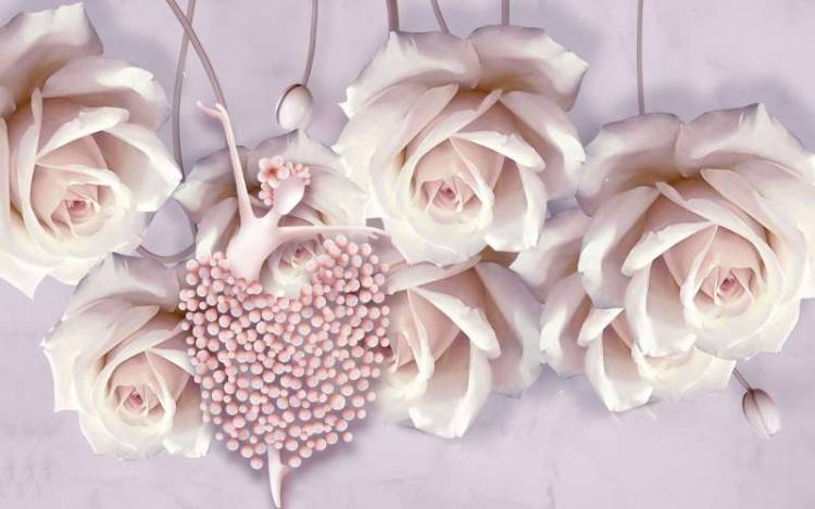 3D Фотообои Artegrafico «Танцующая балерина в розах» CF-023 акварель