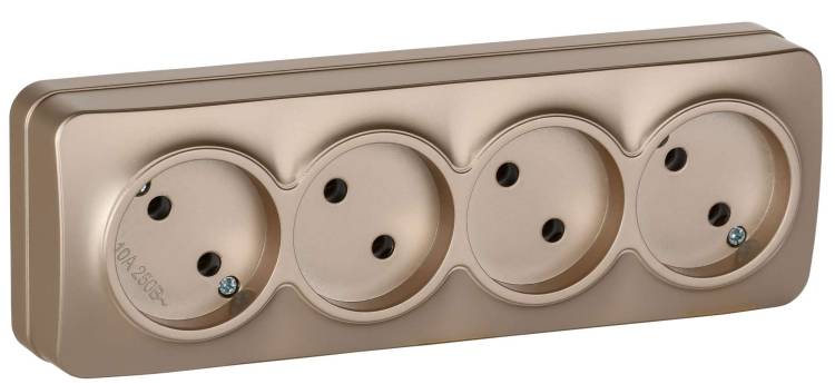 Розетка 4-местная IEK Glory ERH40-K37M-10 шампань матовый