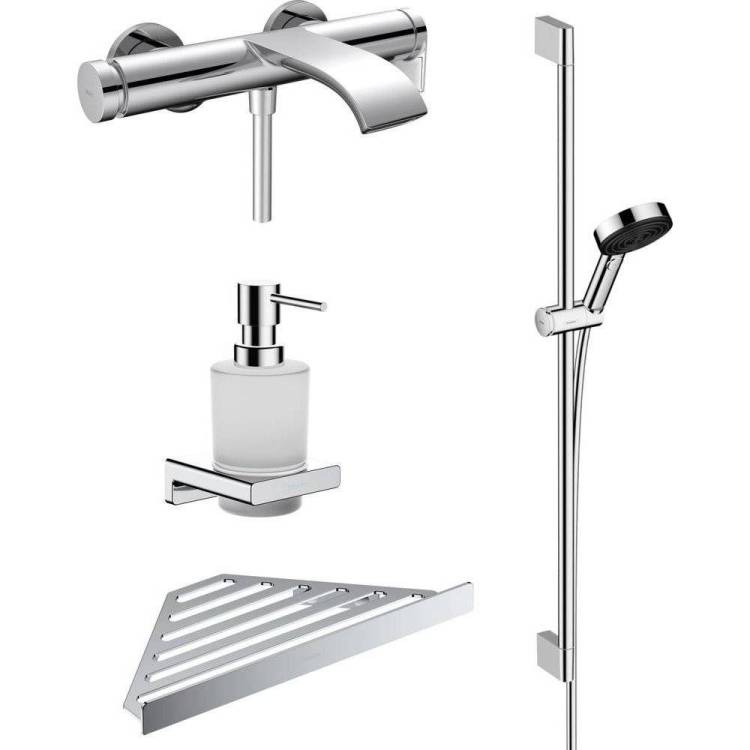 Душевой комплект Hansgrohe Vivenis Смеситель 75420000 + Душевой гарнитур 24170000 + Аксессуары для ванной