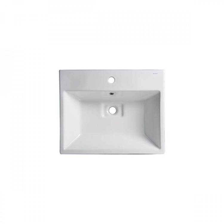 Раковина накладная Bravat Phillis C22192W-1-ENG с отверстием под смеситель белая прямоугольная 600x480x135мм