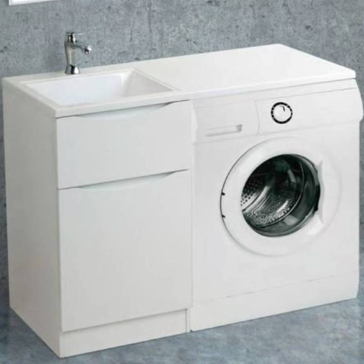 Тумба с раковиной Belbagno Lavanderia LAVANDERIA-580/1200-2C-PIA-BL 58x48x86 Bianco Lucido напольная с двумя выкатными ящиками