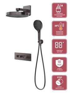 Душевой комплект Cezares RAIN2-SET-T-GM встраиваемый, с термостатом, оружейная сталь