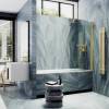 Шторка на ванну MaybahGlass MGV-764-3 40x140, поворотная, стекло прозрачное 6 мм, профиль золото, с полотенцедержателем фото 2