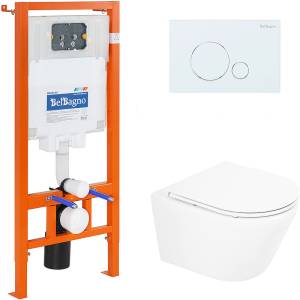 Комплект Belbagno Tre BB8001CHR/SC/BB002-80/BB014-SR-BIANCO кнопка белая