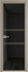Межкомнатная дверь Profil Doors 2 AX цвет профиля Никель матовый, стекло безопасное 6 мм черное тонированное 600x2000