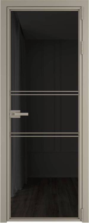 Межкомнатная дверь Profil Doors 2 AX цвет профиля Никель матовый, стекло безопасное 6 мм черное тонированное 600x2000