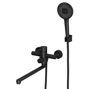 Смеситель для ванны Rush Melos SUS1101-51Black с поворотным изливом, черный