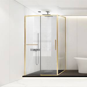 Душевой уголок Vincea Slim Soft VSR-1SS9015CLG профиль брашированное золото, стекло прозрачное, 150x90x200
