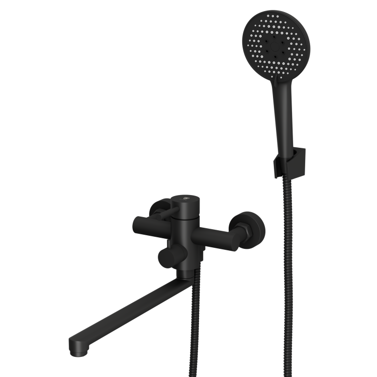 Смеситель для ванны Rush Melos SUS1101-51Black с поворотным изливом, черный