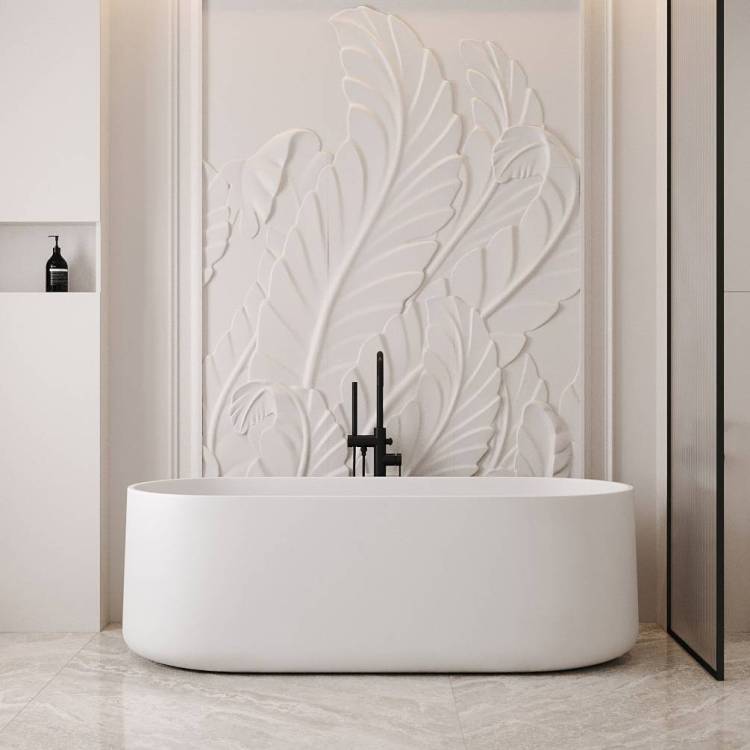 Ванна из искусственного камня Abber Stein AS9607 170x75 белая матовая