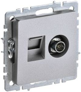 ТВ-розетка+Ethernet RJ45 IEK Brite BR-AK20-1-K47 алюминий
