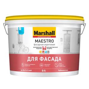 Краска фасадная акриловая Marshall Maestro глубокоматовая база BW 9 л