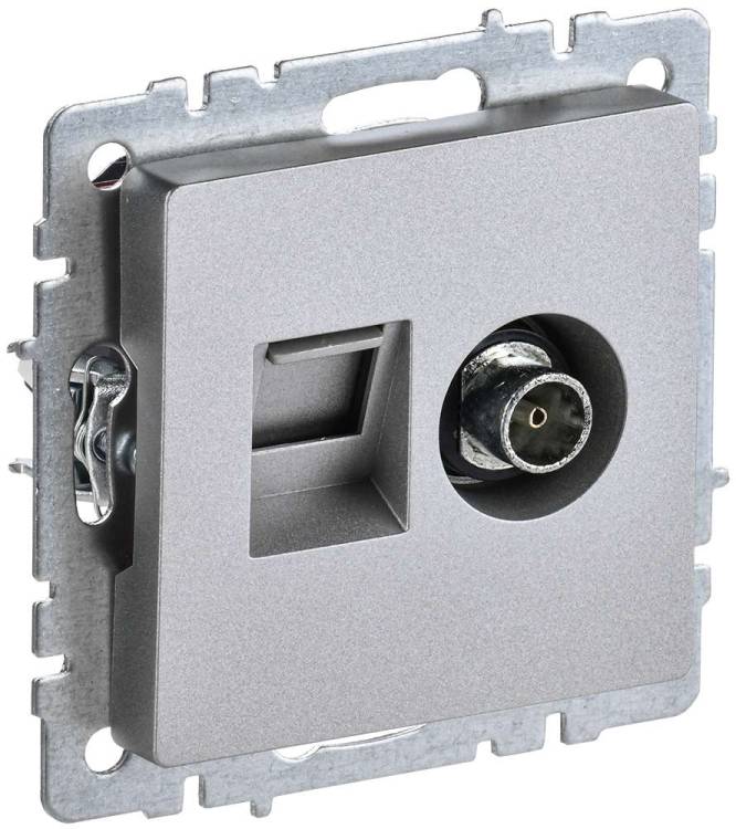 ТВ-розетка+Ethernet RJ45 IEK Brite BR-AK20-1-K47 алюминий