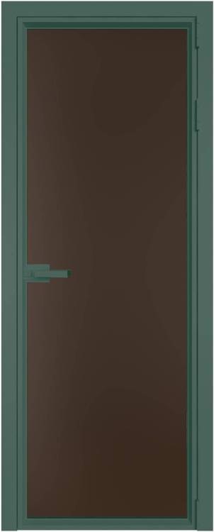 Межкомнатная дверь Profil Doors 1 AV цвет профиля Зеленый воск, стекло безопасное 6 мм монохром шоколад 800x2000