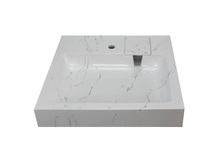 Раковина Stella Polar Солярис SP-00001405 на стиральную машину, белый мрамор, 60x60