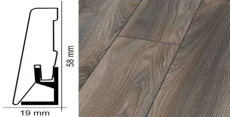 Плинтус Kronotex ktex1 Дуб серый макро Серый 2400x58x19