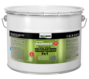 Грунт-эмаль по ржавчине 3 в 1 молотковая Экодом шелковисто-матовая шоколадная 10 кг