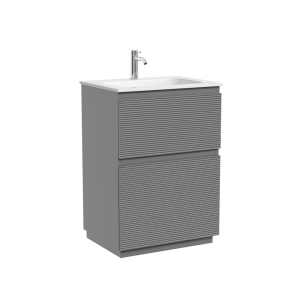 Тумба с раковиной Sancos Folk Floor напольная, 60x45x87, c двумя ящиками оснащенными доводчиками, Ergraut soft