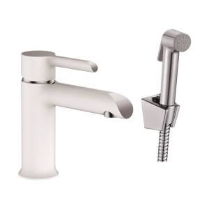 Смеситель для раковины Haiba HB12805-8 с гигиенической лейкой, белый/хром