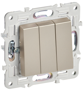 Выключатель 3-клавишный IEK Skandy SK-V30-0-10-K37 шампань