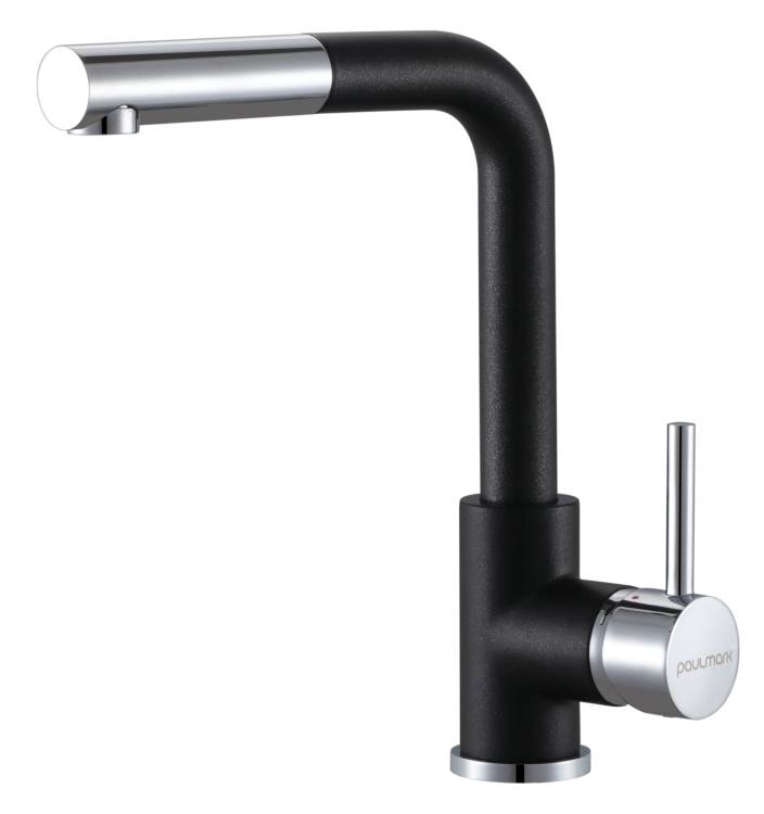 Смеситель для кухни Paulmark Kassel Ka214311-BLM с выдвижным изливом, черный